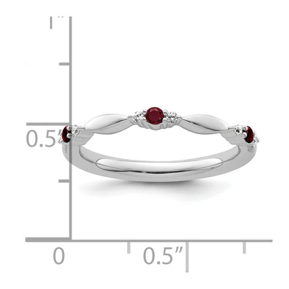 14k White Gold Stackable Expressions Created Ruby and Dia. Ring