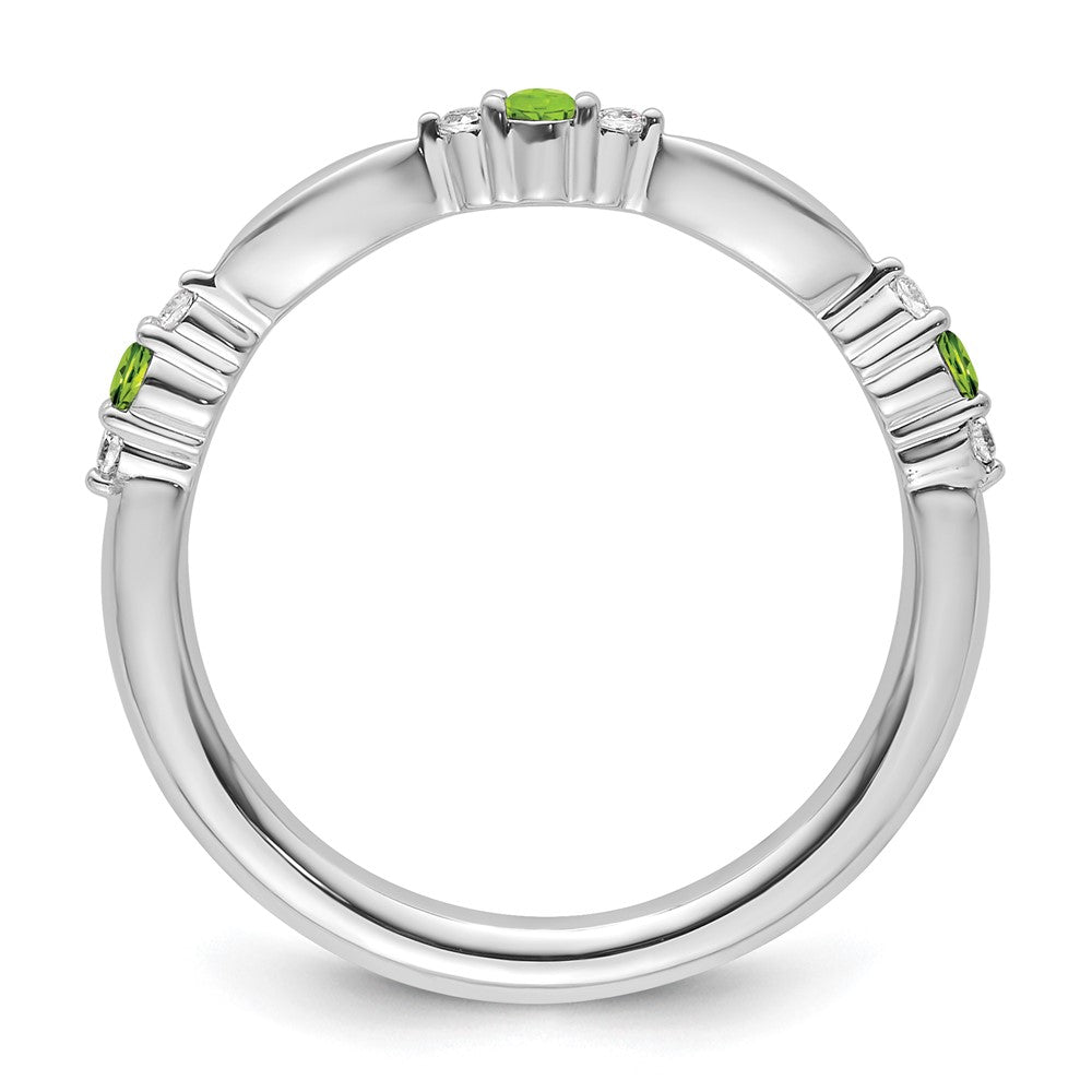 14k White Gold Stackable Expressions Peridot and Diamond Ring
