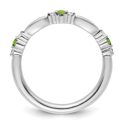 14k White Gold Stackable Expressions Peridot and Diamond Ring