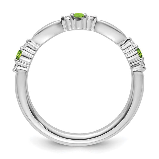 14k White Gold Stackable Expressions Peridot and Diamond Ring