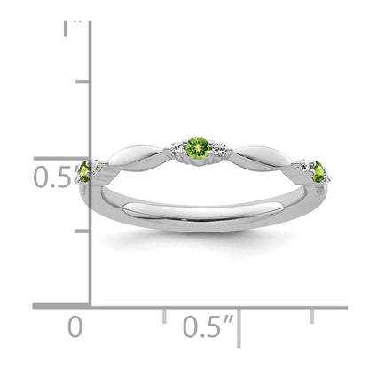 14k White Gold Stackable Expressions Peridot and Diamond Ring
