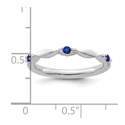 14k White Gold Stackable Expressions Created Sapphire and Dia. Ring