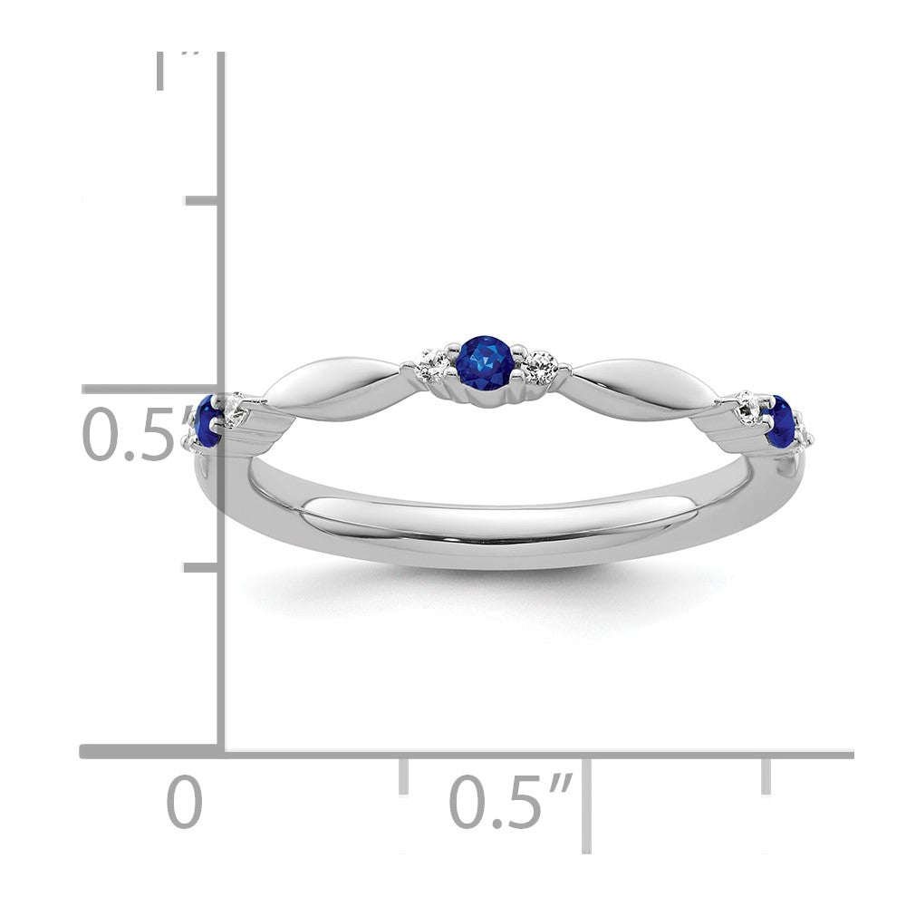 14k White Gold Stackable Expressions Created Sapphire and Dia. Ring