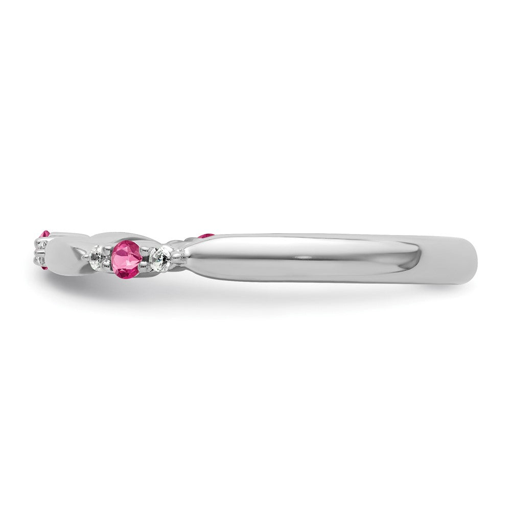 14k White Gold Stackable Expressions Pink Tourmaline and Dia. Ring