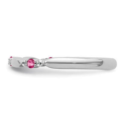 14k White Gold Stackable Expressions Pink Tourmaline and Dia. Ring