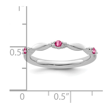 14k White Gold Stackable Expressions Pink Tourmaline and Dia. Ring