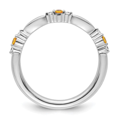 14k White Gold Stackable Expressions Citrine and Diamond Ring