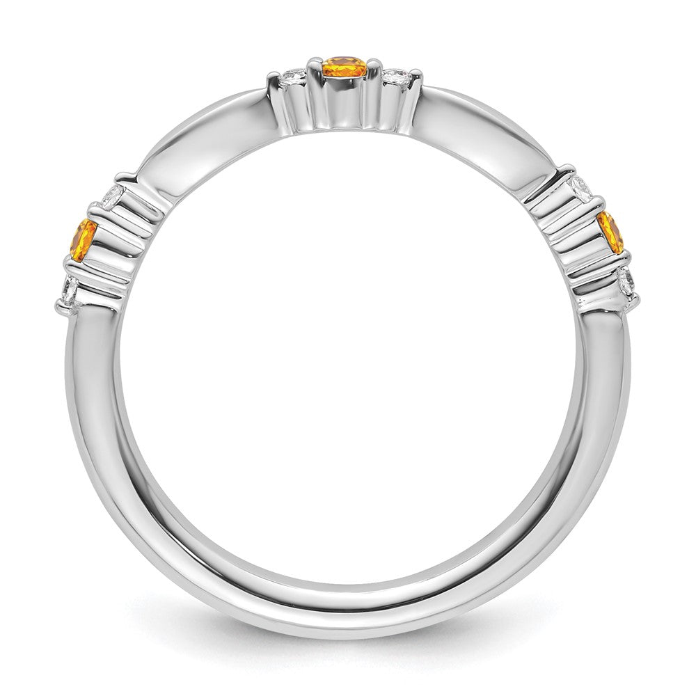 14k White Gold Stackable Expressions Citrine and Diamond Ring