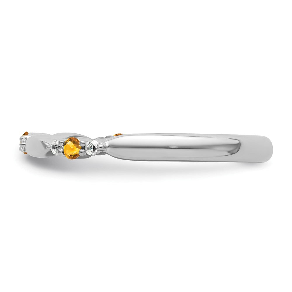 14k White Gold Stackable Expressions Citrine and Diamond Ring