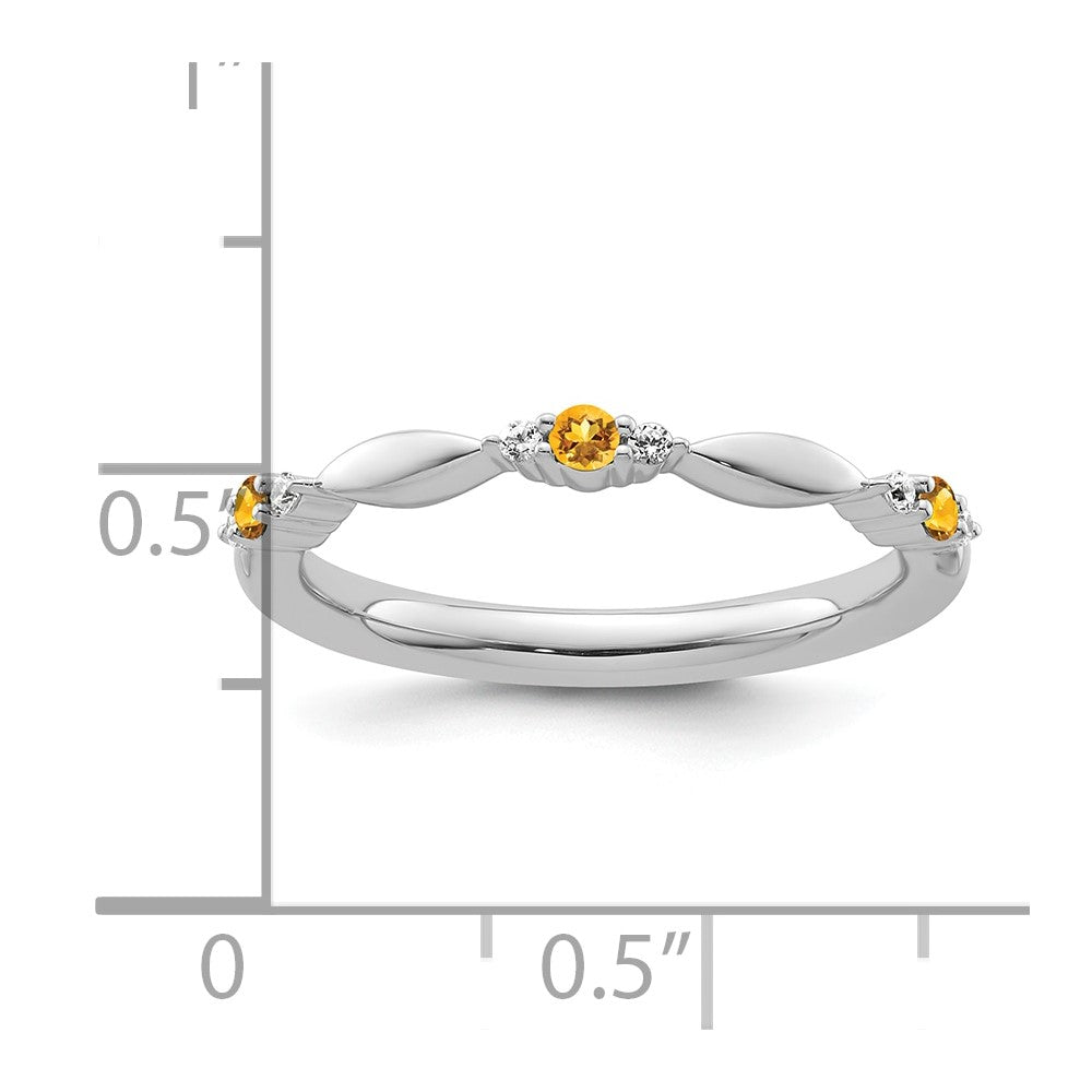 14k White Gold Stackable Expressions Citrine and Diamond Ring