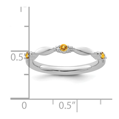 14k White Gold Stackable Expressions Citrine and Diamond Ring