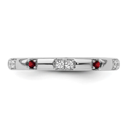 14k White Gold Stackable Expressions Garnet and Diamond Ring