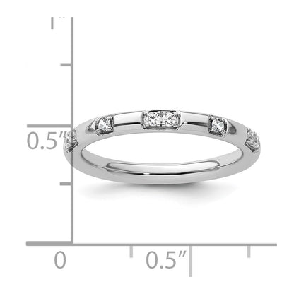 14k White Gold Stackable Expressions White Topaz and Diamond Ring