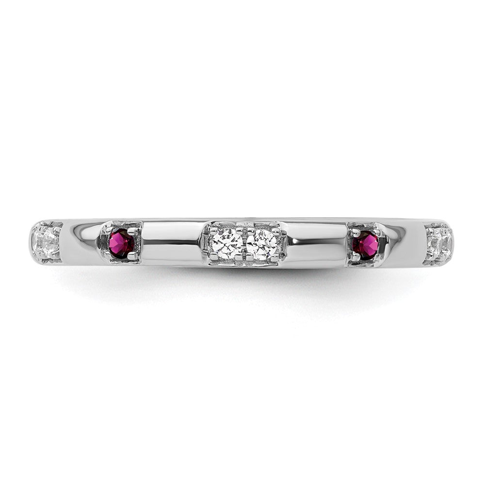 14k White Gold Stackable Expressions Rhodolite Garnet and Dia. Ring