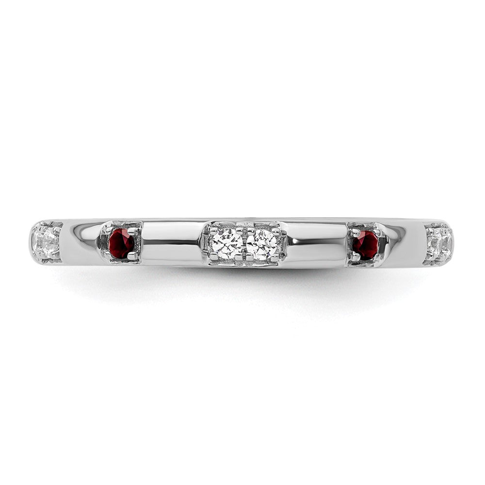 14k White Gold Stackable Expressions Created Ruby and Dia. Ring