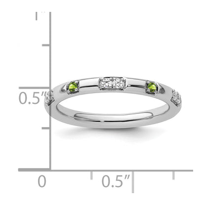 14k White Gold Stackable Expressions Peridot and Diamond Ring