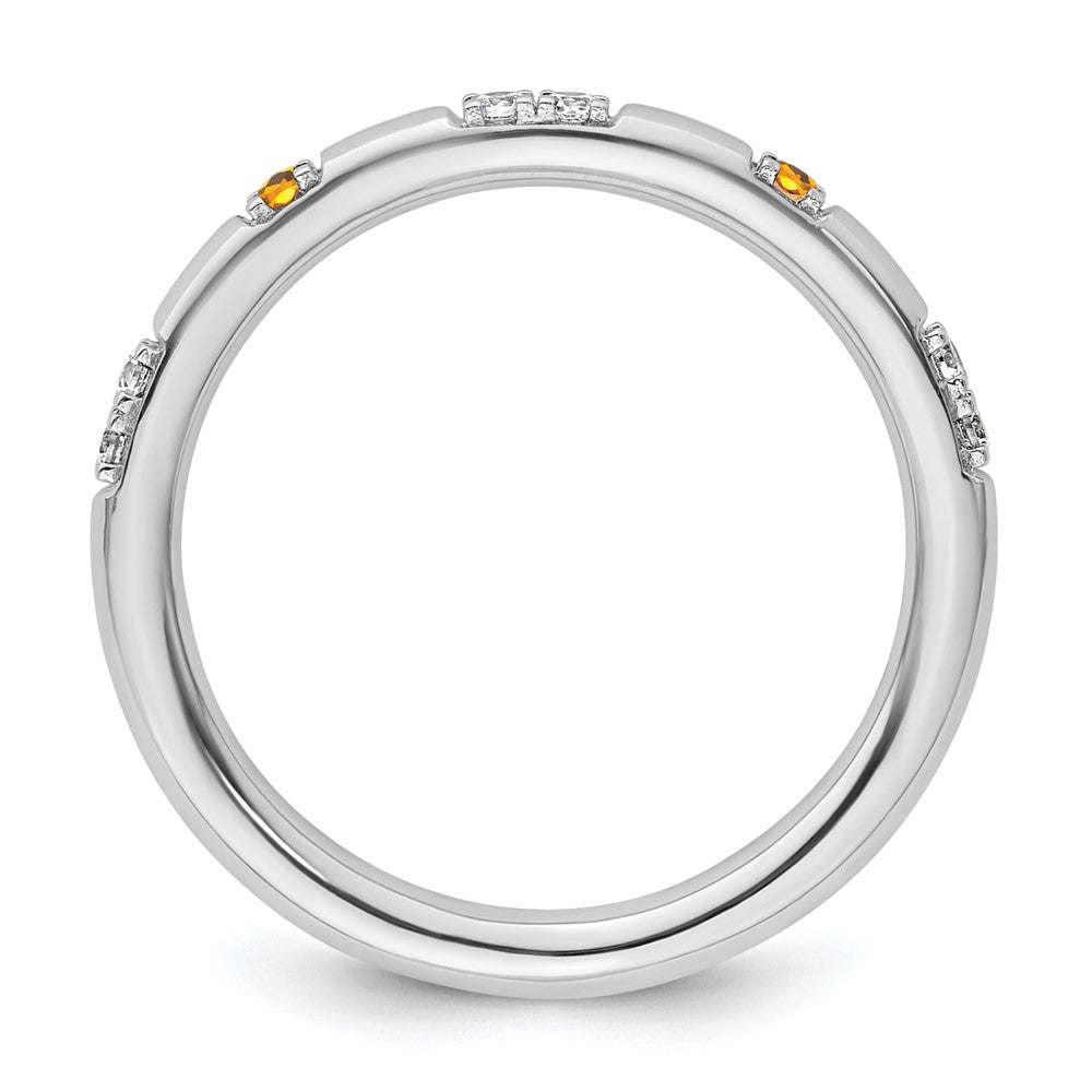 14k White Gold Stackable Expressions Citrine and Diamond Ring