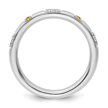 14k White Gold Stackable Expressions Citrine and Diamond Ring