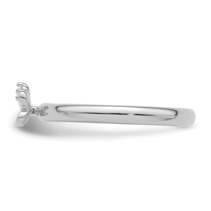 14k White Gold Stackable Expressions Diamond Butterfly Ring