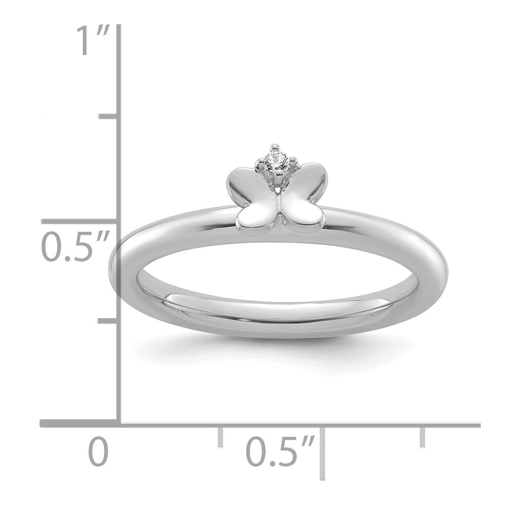 14k White Gold Stackable Expressions Diamond Butterfly Ring