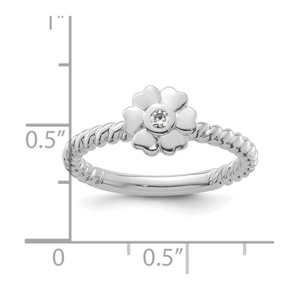 14k White Gold Stackable Expressions Diamond Flower Twisted Ring