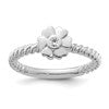 14k White Gold Stackable Expressions Diamond Flower Twisted Ring