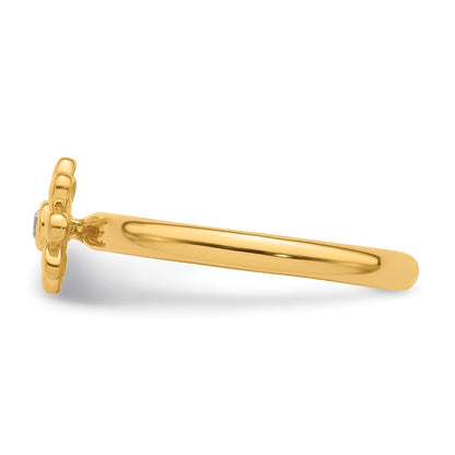 14k Stackable Expressions Diamond Flower Ring
