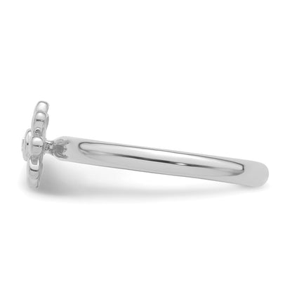 14k White Gold Stackable Expressions Diamond Flower Ring