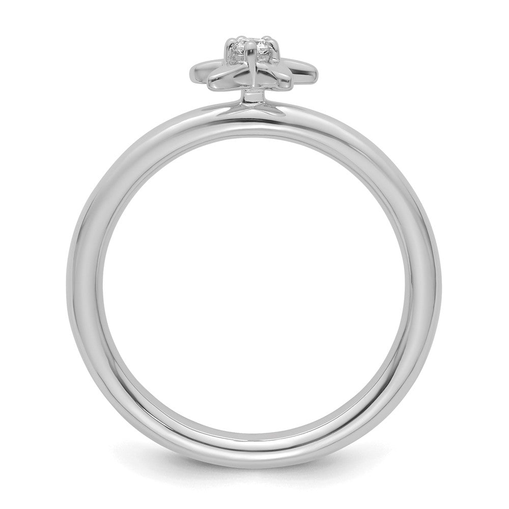 14k White Gold Stackable Expressions Diamond Starfish Ring