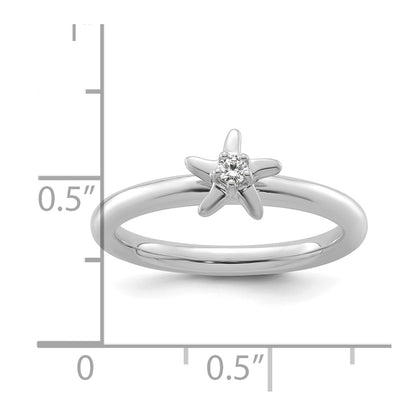 14k White Gold Stackable Expressions Diamond Starfish Ring