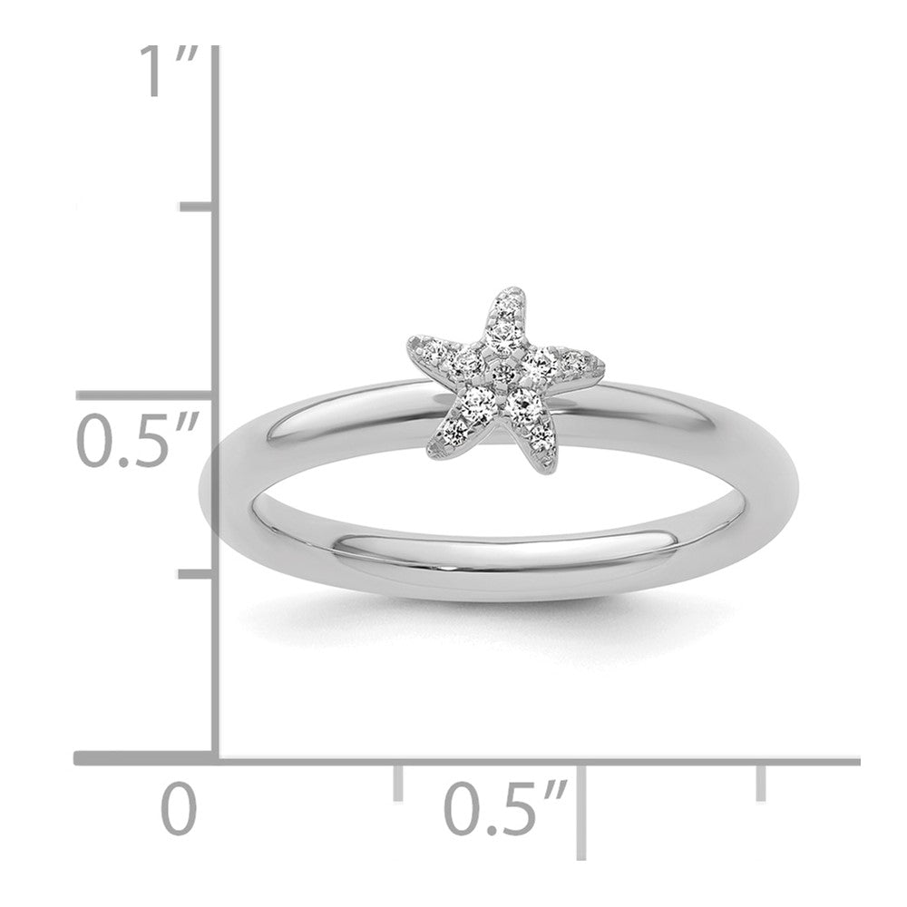 14k White Gold Stackable Expressions Diamond Starfish Ring