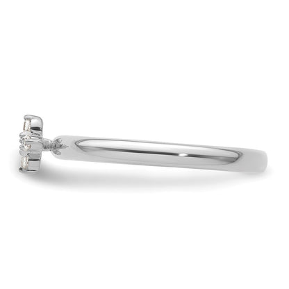 14k White Gold Stackable Expressions Diamond Cross Ring