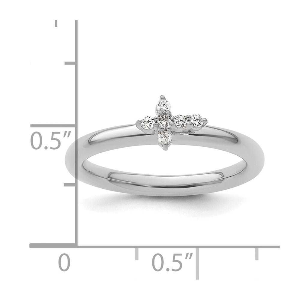 14k White Gold Stackable Expressions Diamond Cross Ring