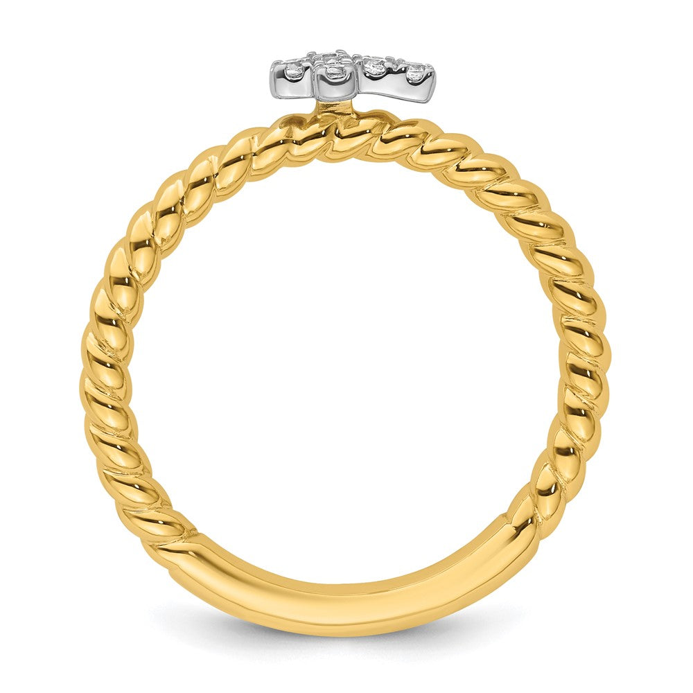 14k Two-tone Gold Stackable Expressions Diamond Cross Ring