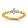 14k Two-tone Gold Stackable Expressions Diamond Cross Ring