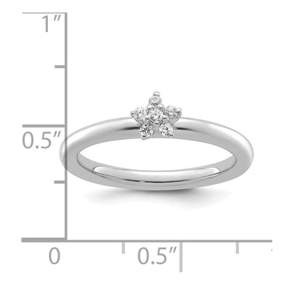 14k White Gold Stackable Expressions Diamond Star Ring