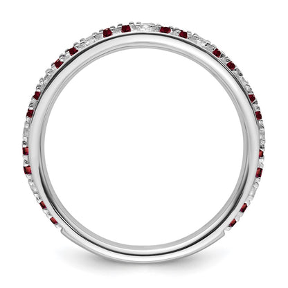14k White Gold Stackable Expressions Garnet and Diamond Ring