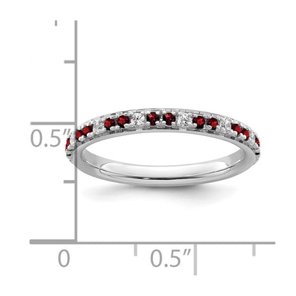 14k White Gold Stackable Expressions Garnet and Diamond Ring