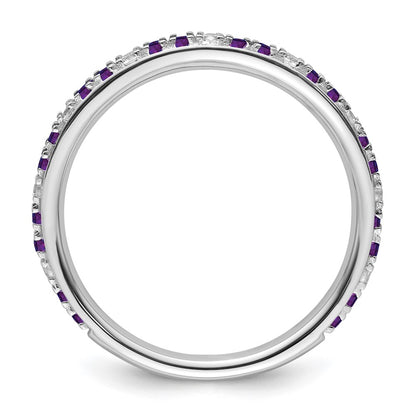 14k White Gold Stackable Expressions Amethyst and Diamond Ring