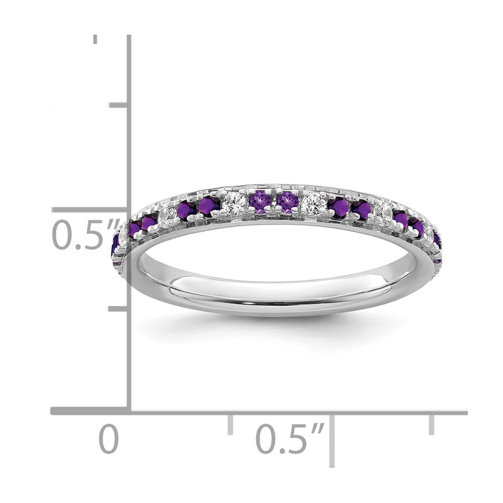 14k White Gold Stackable Expressions Amethyst and Diamond Ring
