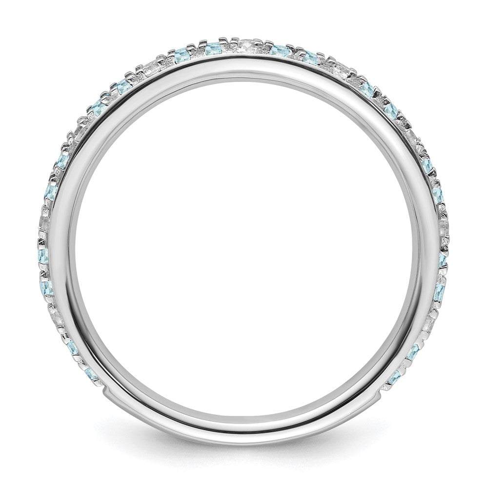 14k White Gold Stackable Expressions Aquamarine and Diamond Ring