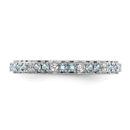 14k White Gold Stackable Expressions Aquamarine and Diamond Ring
