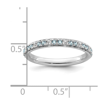 14k White Gold Stackable Expressions Aquamarine and Diamond Ring