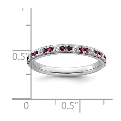 14k White Gold Stackable Expressions Rhodolite Garnet and Dia. Ring
