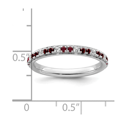 14k White Gold Stackable Expressions Created Ruby and Dia. Ring