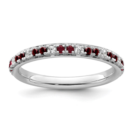 14k White Gold Stackable Expressions Created Ruby and Dia. Ring