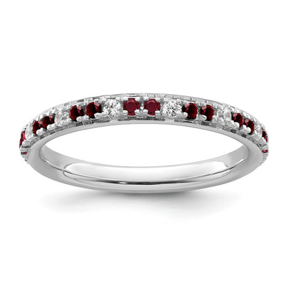 14k White Gold Stackable Expressions Created Ruby and Dia. Ring