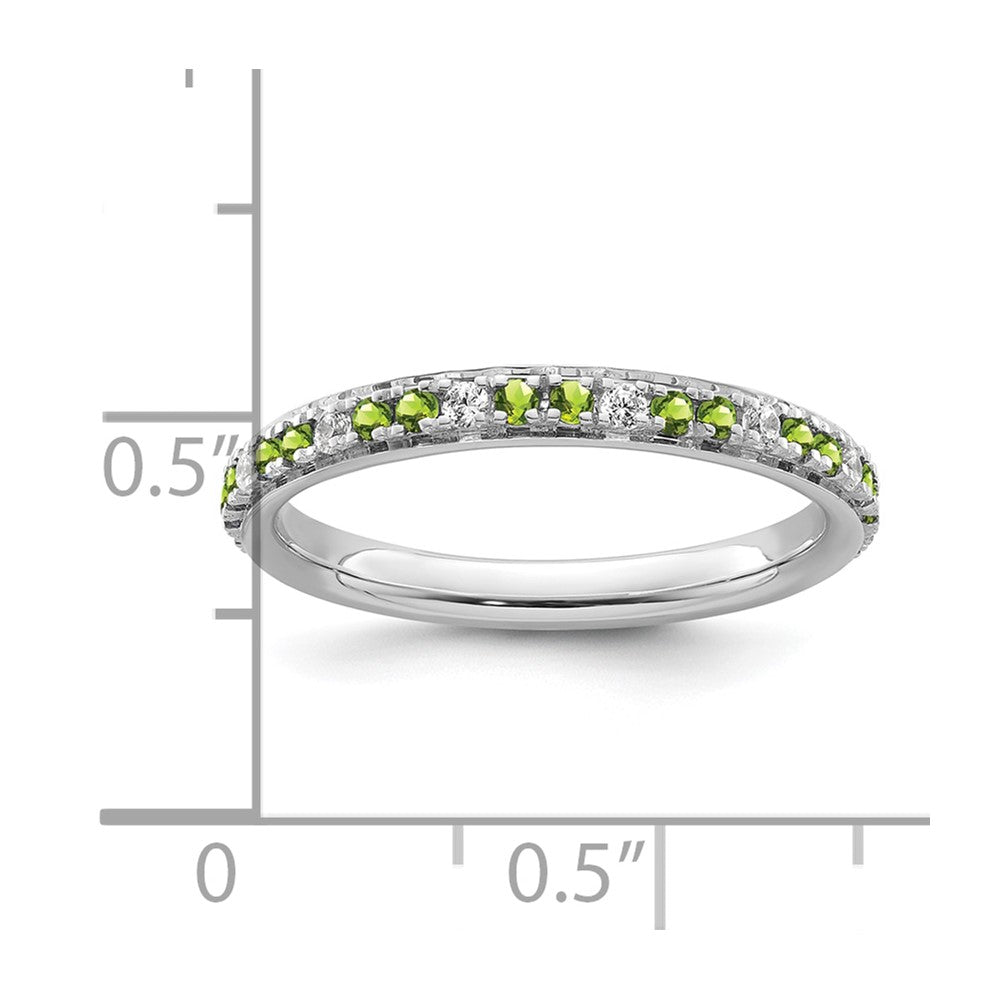 14k White Gold Stackable Expressions Peridot and Diamond Ring