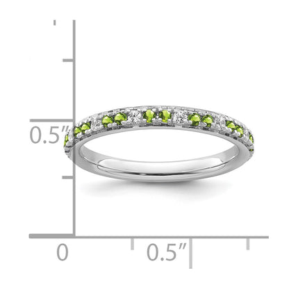 14k White Gold Stackable Expressions Peridot and Diamond Ring