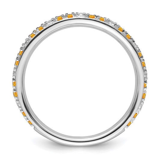 14k White Gold Stackable Expressions Citrine and Diamond Ring